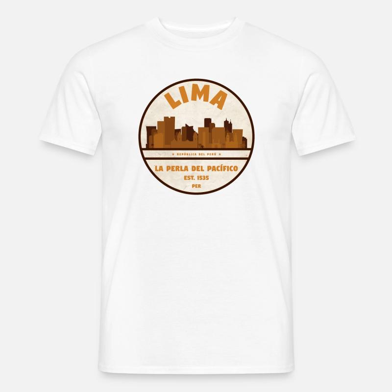 Lima Skyline Retro Abzeichen Peru - Männer T-Shirt - Weiß