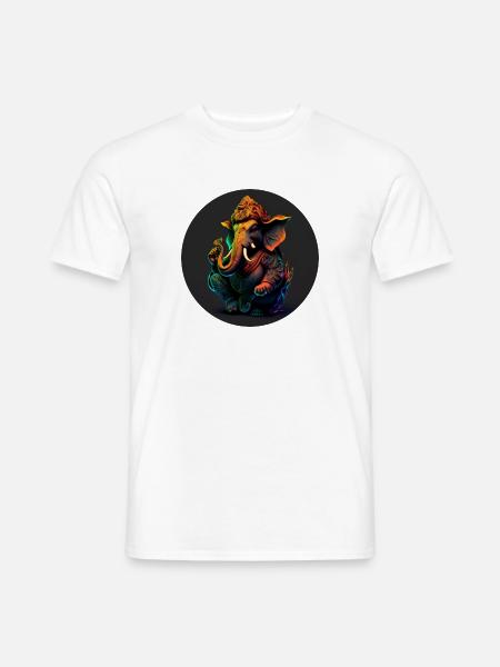 Ganesha Neon | Indischer Gott - Männer T-Shirt - Weiß
