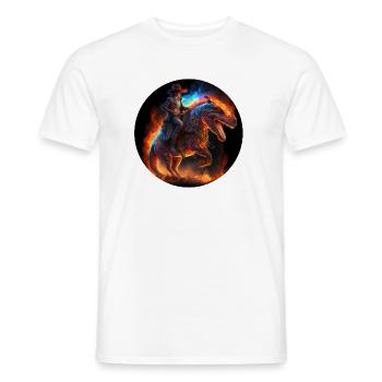 Indiana Jones reitet auf Dinosaurier T-Rex - Männer T-Shirt - Weiß - Vorne - AI Model Male 178 dark (178cm)