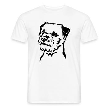 Tête de Border Terrier - T-shirt homme - blanc - Devant - AI Model Male 178 dark (178cm)