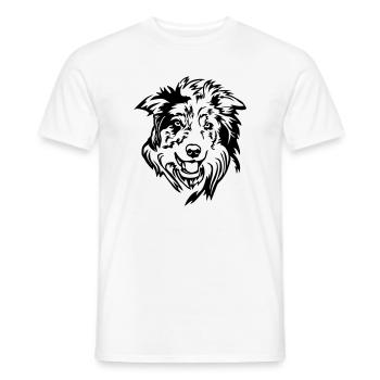 Border Collie Head - Men's T-Shirt - white - Front - AI Model Male 178 dark (178cm)