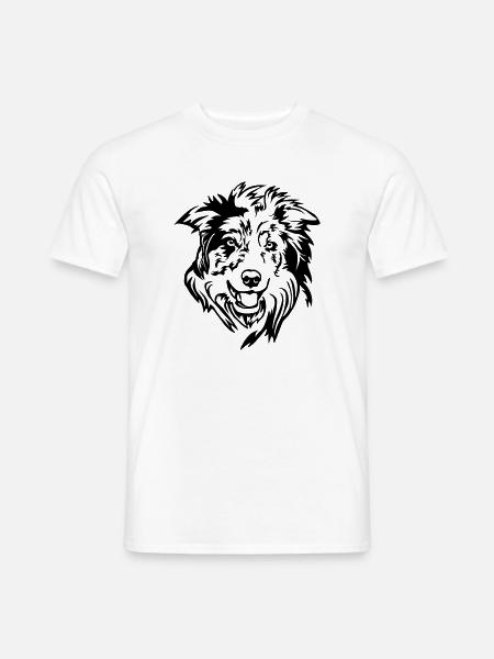 Border Collie Head - Men's T-Shirt - white