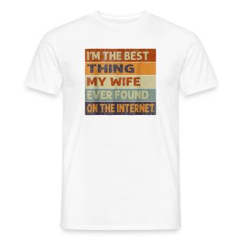 Citation ironique sur Internet et le mariage - T-shirt homme - blanc - Devant - AI Model Male 178 dark (178cm)