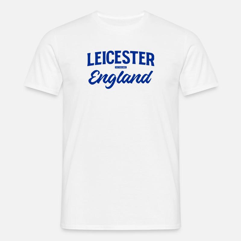 Leicester England Script Logo - Männer T-Shirt - Weiß