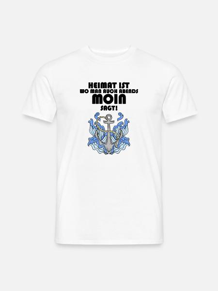 Nordsee Plattdeutsch Spruch Moin - Männer T-Shirt - Weiß