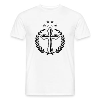 Croix en couronne de laurier - T-shirt homme - blanc - Devant - AI Model Male 178 dark (178cm)
