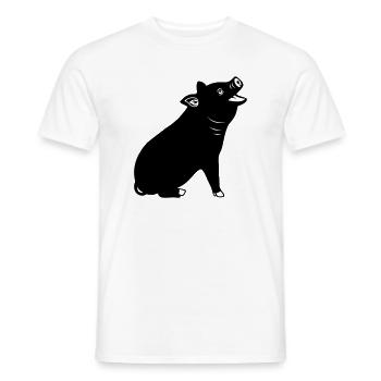 Logo de cochon joyeux Image d’ombre - T-shirt homme - blanc - Devant - AI Model Male 178 dark (178cm)