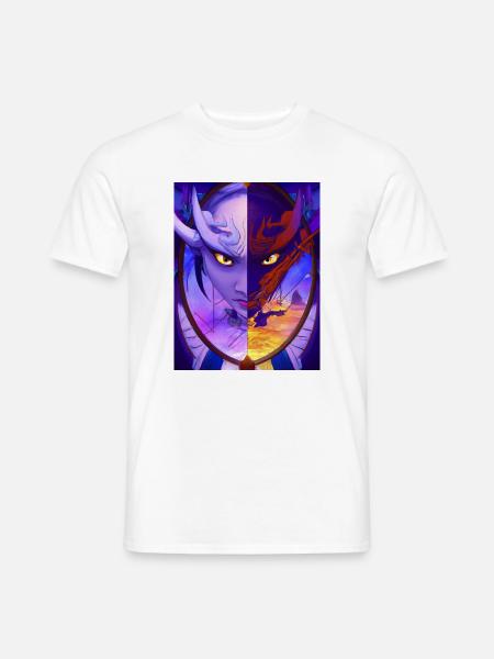 Samurai Dragon Blick in den Spiegel Mirror Image - Männer T-Shirt - Weiß