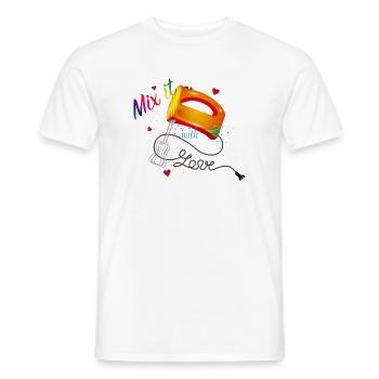 Mélangeur à main coloré avec un dicton cool - T-shirt homme - blanc - Devant - AI Model Male 178 dark (178cm)
