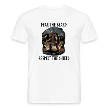Viking avec hache et bouclier - T-shirt homme - blanc - Devant - AI Model Male 178 dark (178cm)