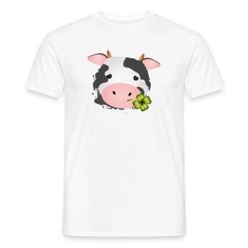 cute cow with shamrock for farm fans - Men's T-Shirt - white - Front - AI Model Male 178 dark (178cm)