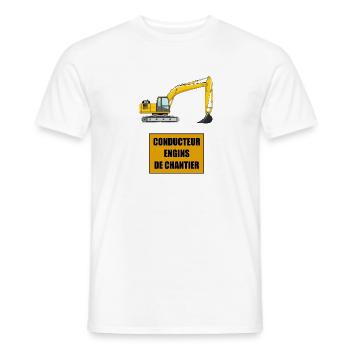 Construction equipment operator - Men's T-Shirt - white - Front - AI Model Male 178 dark (178cm)