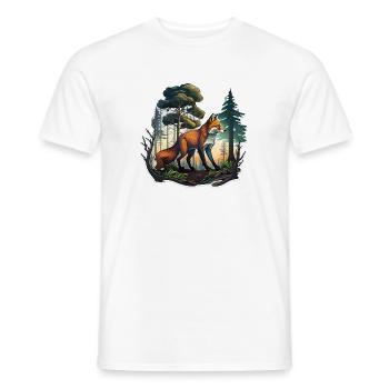 Renard dans la forêt - T-shirt homme - blanc - Devant - AI Model Male 178 dark (178cm)