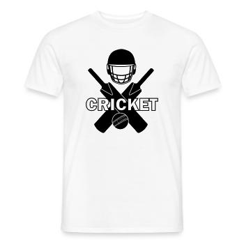 Cricket logo shadow image with text - Men's T-Shirt - white - Front - AI Model Male 178 dark (178cm)