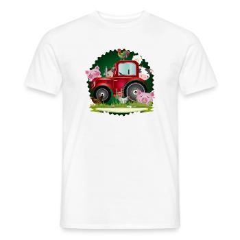 lustige Bauernhof Tiere mit rotem Traktor - Männer T-Shirt - Weiß - Vorne - AI Model Male 178 dark (178cm)