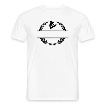 Un snowboarder a sauté dans une couronne de laurier - T-shirt homme - blanc - Devant - AI Model Male 178 dark (178cm)