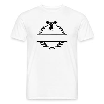 Weight lifter in laurel wreath - Men's T-Shirt - white - Front - AI Model Male 178 dark (178cm)