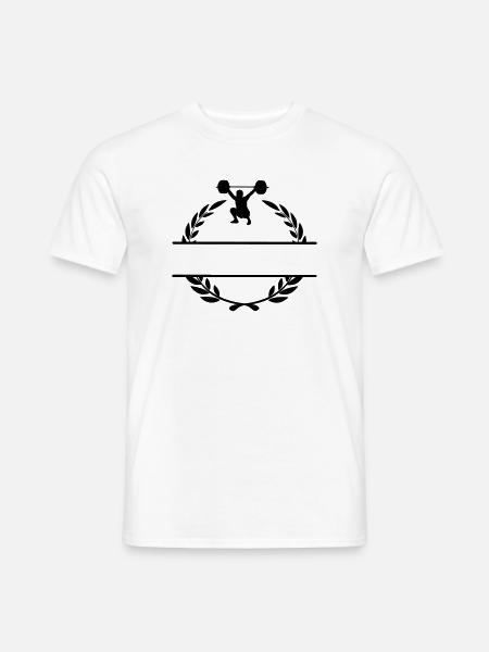 Gewichtheber im Lorbeerkranz - Männer T-Shirt - Weiß