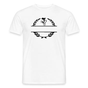 Tricks on bike in laurel wreath - Men's T-Shirt - white - Front - AI Model Male 178 dark (178cm)