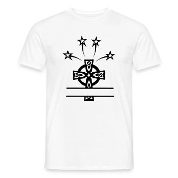 Celtic cross monogram with four stars - Men's T-Shirt - white - Front - AI Model Male 178 dark (178cm)