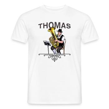 Tuba player folk music THOMAS - Men's T-Shirt - white - Front - AI Model Male 178 dark (178cm)