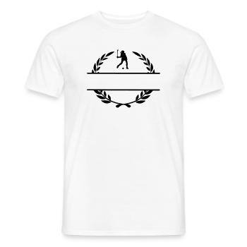 Hockey girl in laurel wreath monogram - Men's T-Shirt - white - Front - AI Model Male 178 dark (178cm)