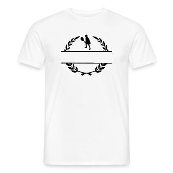 Tennis player in laurel wreath monogram - Men's T-Shirt - white - Front - AI Model Male 178 dark (178cm)