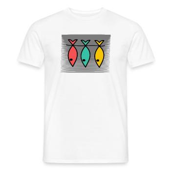 FISH. APRIL FOOL. EASTER. SARDINE. SEA - Men's T-Shirt - white - Front - AI Model Male 178 dark (178cm)