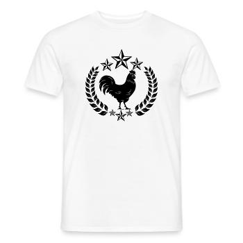 Black rooster stars in laurel wreath - Men's T-Shirt - white - Front - AI Model Male 178 dark (178cm)