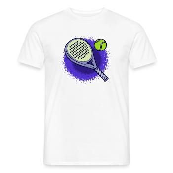 La raquette de balle de joueur de sport sert les fans - T-shirt homme - blanc - Devant - AI Model Male 178 dark (178cm)