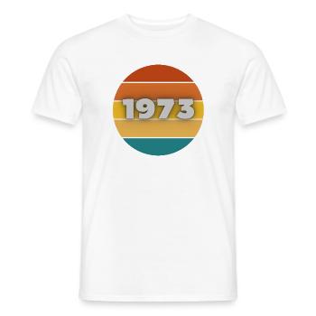 1973, year of birth, 50 years - Men's T-Shirt - white - Front - AI Model Male 178 dark (178cm)