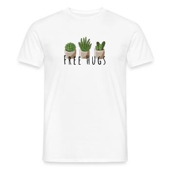 Free Hugs - Cactus, funny saying - Men's T-Shirt - white - Front - AI Model Male 178 dark (178cm)