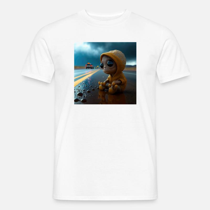 Bébé alien perdu sur la route - Mænd T-shirt - hvid