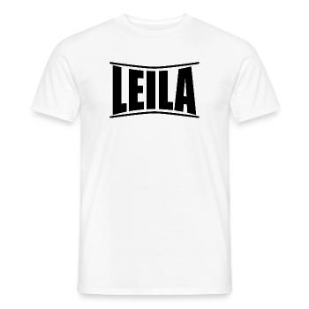 nom t-shirt Leila t-shirt idée cadeau - T-shirt homme - blanc - Devant - AI Model Male 178 dark (178cm)