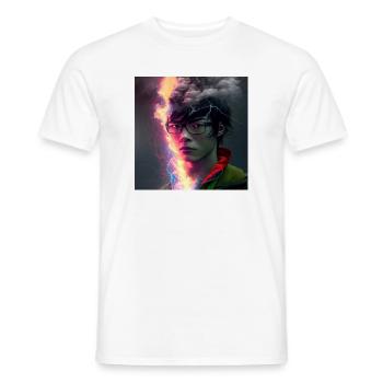 Portrait elektrik - Rift électrique visage néon - T-shirt homme - blanc - Devant - AI Model Male 178 dark (178cm)