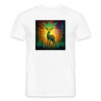 Kosmisches Reh mit Cannabisblättern - Männer T-Shirt - Weiß - Vorne - AI Model Male 178 dark (178cm)