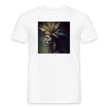 Portrait Tribal Cannabis Rêveur - T-shirt homme - blanc - Devant - AI Model Male 178 dark (178cm)
