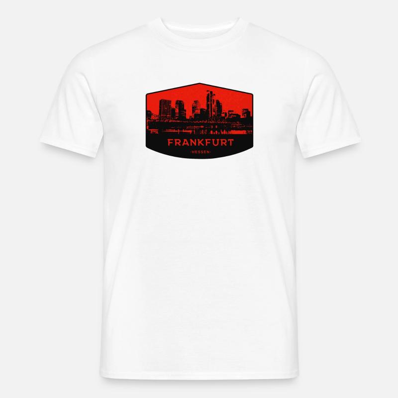 Frankfurter Skyline Patch Rot Schwarz - Männer T-Shirt - Weiß