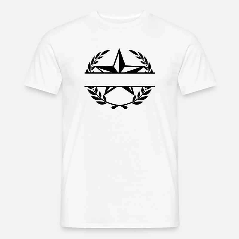 Stern im Lorbeerkranz Monogramm - Männer T-Shirt - Weiß