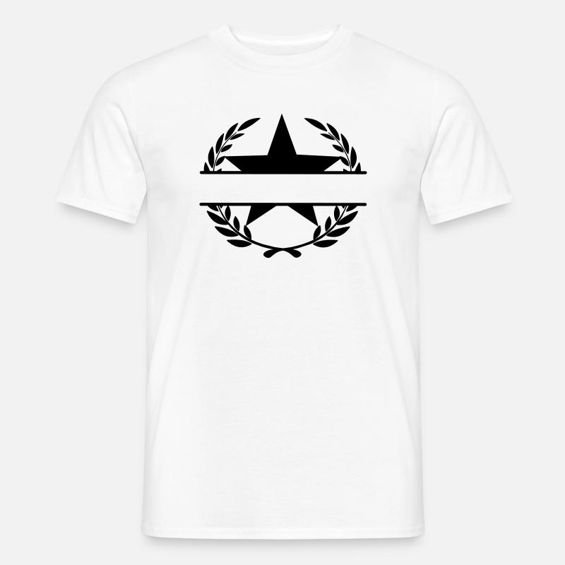 Lorbeerkranz Monogramm Stern - Männer T-Shirt - Weiß