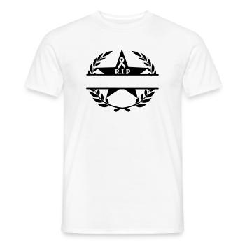 Laurel wreath star and bow RIP - Men's T-Shirt - white - Front - AI Model Male 178 dark (178cm)