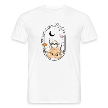Zen Sloth Moonflowers - Men's T-Shirt - white - Front - AI Model Male 178 dark (178cm)
