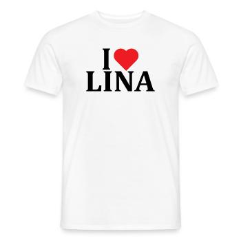 Name T-Shirt I love Lina T-Shirt Geschenkidee - Männer T-Shirt - Weiß - Vorne - AI Model Male 178 dark (178cm)