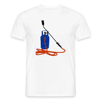 Bouteille de gaz avec couleur brûleur à gaz - T-shirt homme - blanc - Devant - AI Model Male 178 dark (178cm)