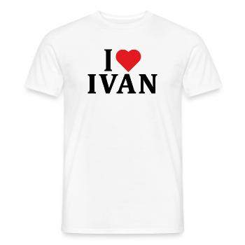 Name T-Shirt I love Ivan T-Shirt Geschenkidee - Männer T-Shirt - Weiß - Vorne - AI Model Male 178 dark (178cm)