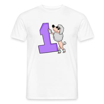 1 an - Inscription - Motif caniche - Gagnant - T-shirt homme - blanc - Devant - AI Model Male 178 dark (178cm)