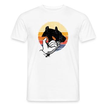 Silhouette de chien Coucher de soleil rétro - T-shirt homme - blanc - Devant - AI Model Male 178 dark (178cm)