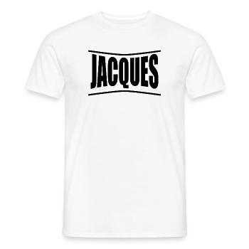 nom t-shirt Jacques t-shirt idée cadeau - T-shirt homme - blanc - Devant - AI Model Male 178 dark (178cm)