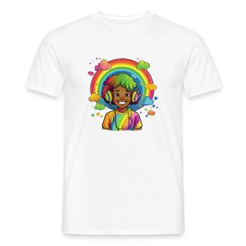 Bunte Rainbow-Comic-Illustration - Männer T-Shirt - Weiß - Vorne - AI Model Male 178 dark (178cm)
