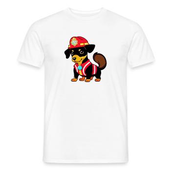 Dackel als Feuerwehrmann - Männer T-Shirt - Weiß - Vorne - AI Model Male 178 dark (178cm)